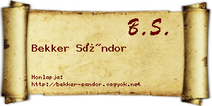 Bekker Sándor névjegykártya