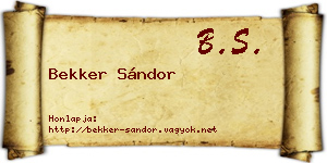 Bekker Sándor névjegykártya