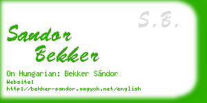 sandor bekker business card