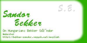 sandor bekker business card